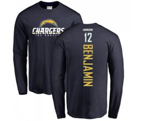 Los Angeles Chargers #12 Travis Benjamin Navy Blue Backer Long Sleeve T-Shirt