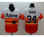 Houston Astros #34 Nolan Ryan Majestic Orange Flexbase Authentic Cooperstown Player Jersey