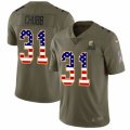 Cleveland Browns #31 Nick Chubb Limited Olive USA Flag 2017 Salute to Service NFL Jersey