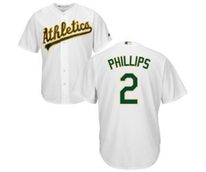 Oakland Athletics #2 Tony Phillips Replica White Home Cool Base Baseball Jersey