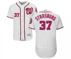 Washington Nationals #37 Stephen Strasburg White Home Flex Base Authentic Collection Baseball Jersey