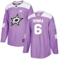 Dallas Stars #6 Julius Honka Authentic Purple Fights Cancer Practice NHL Jersey