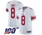 New York Giants #8 Daniel Jones White Vapor Untouchable Limited Player 100th Season Football Jersey