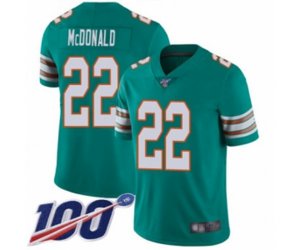 Miami Dolphins #22 T.J. McDonald Aqua Green Alternate Vapor Untouchable Limited Player 100th Season Football Jersey