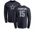 Dallas Cowboys #15 Deonte Thompson Navy Blue Name & Number Logo Long Sleeve T-Shirt
