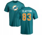 Miami Dolphins #83 Mark Clayton Aqua Green Name & Number Logo T-Shirt