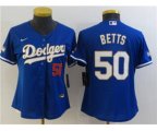 Los Angeles Dodgers #50 Mookie Betts Black Green 2020 World Series Stitched Baseball Jersey
