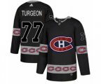 Montreal Canadiens #77 Pierre Turgeon Authentic Black Team Logo Fashion NHL Jersey