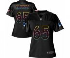 Women New England Patriots #65 Yodny Cajuste Game Black Fashion Football Jersey