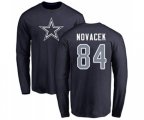 Dallas Cowboys #84 Jay Novacek Navy Blue Name & Number Logo Long Sleeve T-Shirt