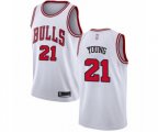 Chicago Bulls #21 Thaddeus Young Authentic White Basketball Jersey - Association Edition