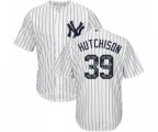 New York Yankees #39 Drew Hutchison Authentic White Team Logo Fashion Baseball Jersey