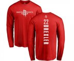 Houston Rockets #22 Clyde Drexler Red Backer Long Sleeve T-Shirt