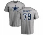 Dallas Cowboys #79 Michael Bennett Ash Name & Number Logo T-Shirt