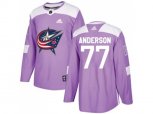 Columbus Blue Jackets #77 Josh Anderson Purple Authentic Fights Cancer Stitched NHL Jersey