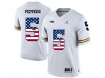 2016 US Flag Fashion-2016 Men's Jordan Brand Michigan Wolverines Jabrill Peppers #5 College Football Limited Jersey - White