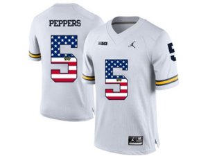 2016 US Flag Fashion-2016 Men\'s Jordan Brand Michigan Wolverines Jabrill Peppers #5 College Football Limited Jersey - White