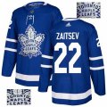 Toronto Maple Leafs #22 Nikita Zaitsev Authentic Royal Blue Fashion Gold NHL Jersey