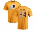 Washington Redskins #94 Da'Ron Payne Gold Name & Number Logo T-Shirt