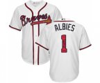 Atlanta Braves #1 Ozzie Albies Authentic White Team Logo Fashion Cool Base Baseball Jersey