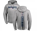 New England Patriots #11 Julian Edelman Ash Backer Pullover Hoodie