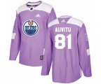 Edmonton Oilers #81 Yohann Auvitu Authentic Purple Fights Cancer Practice NHL Jersey