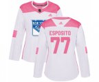 Women Adidas New York Rangers #77 Phil Esposito Authentic White Pink Fashion NHL Jersey