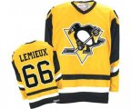 CCM Pittsburgh Penguins #66 Mario Lemieux Authentic Yellow Throwback NHL Jersey