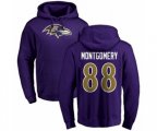 Baltimore Ravens #88 Ty Montgomery Purple Name & Number Logo Pullover Hoodie