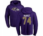 Baltimore Ravens #74 James Hurst Purple Name & Number Logo Pullover Hoodie