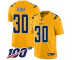 Los Angeles Chargers #30 Austin Ekeler Limited Gold Inverted Legend 100th Season Football Jersey