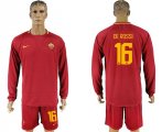 2017-18 Roma 16 DE ROSSI Home Long Sleeve Soccer Jersey