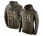 Seattle Seahawks #24 Marshawn Lynch Green Salute To Service Pullover Hoodie