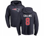 New England Patriots #8 Jamie Collins Navy Blue Name & Number Logo Pullover Hoodie