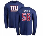 New York Giants #56 Lawrence Taylor Royal Blue Name & Number Logo Long Sleeve T-Shirt