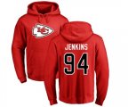 Kansas City Chiefs #94 Jarvis Jenkins Red Name & Number Logo Pullover Hoodie