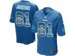 Detroit Lions #81 Calvin Johnson Blue Team Color Stitched NFL Limited Strobe Jersey
