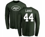 New York Jets #44 Harvey Langi Green Name & Number Logo Long Sleeve T-Shirt
