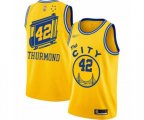 Golden State Warriors #42 Nate Thurmond Swingman Gold Hardwood Classics Basketball Jersey - The City Classic Edition