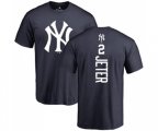 MLB Nike New York Yankees #2 Derek Jeter Navy Blue Backer T-Shirt