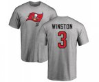 Tampa Bay Buccaneers #3 Jameis Winston Ash Name & Number Logo T-Shirt