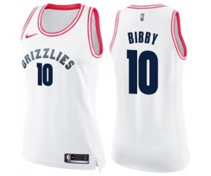 Women\'s Memphis Grizzlies #10 Mike Bibby Swingman White Pink Fashion Basketball Jersey