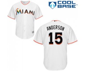Miami Marlins #15 Brian Anderson Replica White Home Cool Base Baseball Jersey
