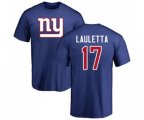 New York Giants #17 Kyle Lauletta Royal Blue Name & Number Logo T-Shirt
