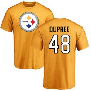 Pittsburgh Steelers #48 Bud Dupree Gold Name & Number Logo T-Shirt