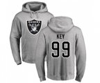 Oakland Raiders #99 Arden Key Ash Name & Number Logo Pullover Hoodie