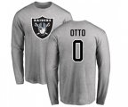 Oakland Raiders #00 Jim Otto Ash Name & Number Logo Long Sleeve T-Shirt