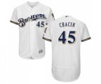 Milwaukee Brewers #45 Jhoulys Chacin White Home Flex Base Authentic Collection Baseball Jersey