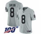 Oakland Raiders #8 Daniel Carlson Limited Silver Inverted Legend 100th Season Football Jersey