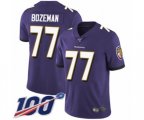 Baltimore Ravens #77 Bradley Bozeman Purple Team Color Vapor Untouchable Limited Player 100th Season Football Jersey
